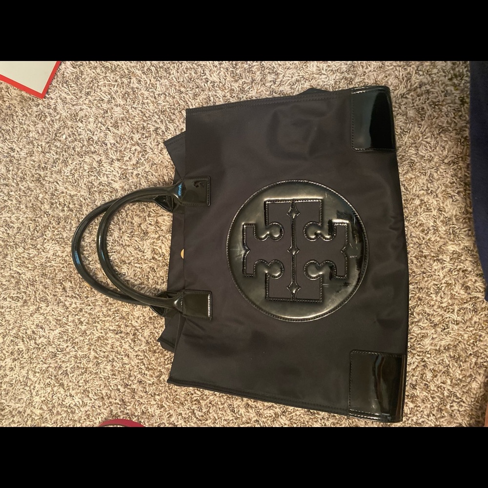 Tory Burch Ella Large Tote Black Patent